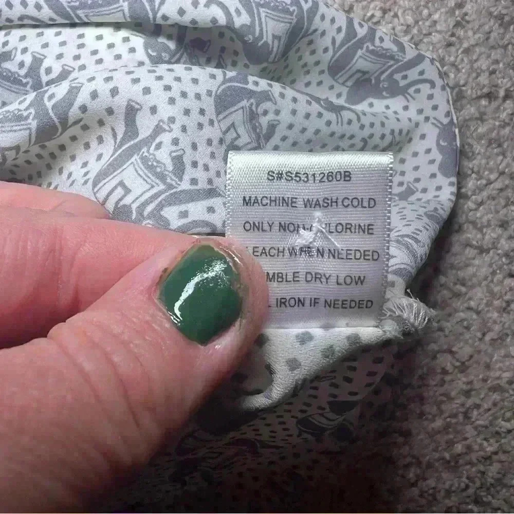 41 Hawthorn Top Womens Medium Gray Ivory Elephant Print Long Sleeve Boho Artsy - Picture 7 of 7